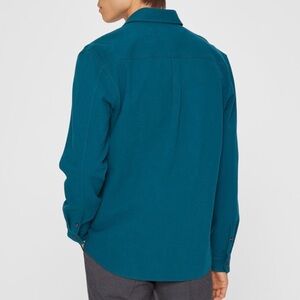 Club Monaco Forest Teal Long-Sleeve Texture workshirt button -Up Shirt NWT